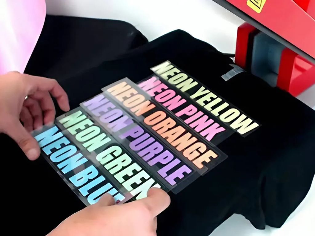 Heat transfer vinyl printing uses vinyl sheets to form designs