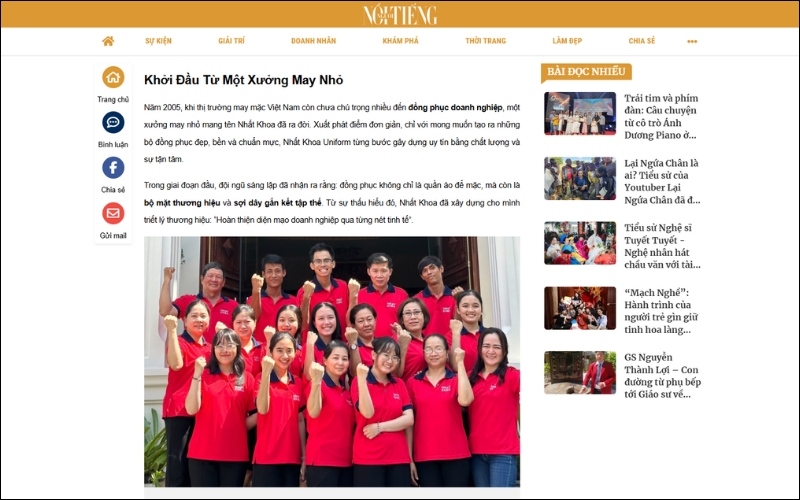 Nhat Khoa Uniform proudly appears in Nguoi Noi Tieng newspaper