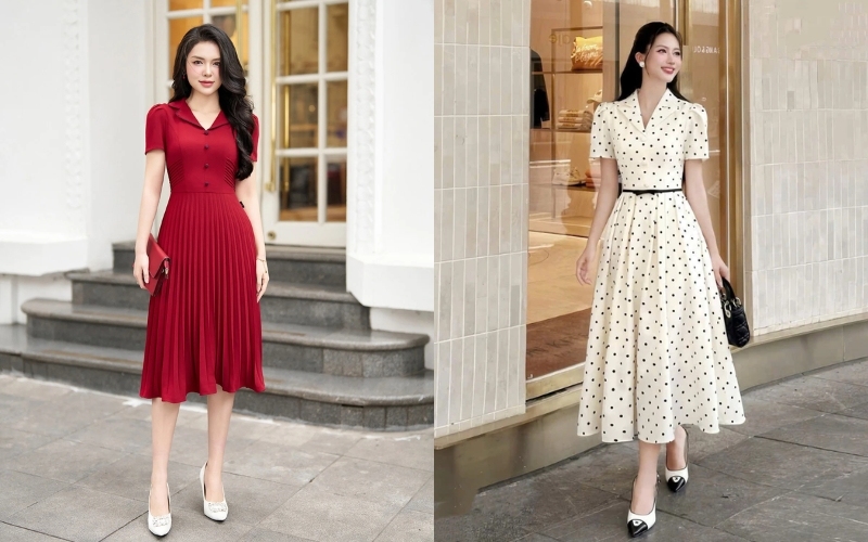 Bạn nên phối giày cao gót mũi nhọn với váy vest để tăng vẻ sang trọng