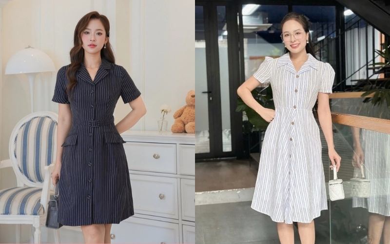 Đầm vest kẻ sọc mang đến vẻ ngoài thời thượng cho người mặc