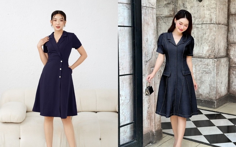 Đầm vest dáng chữ A dễ mặc, phù hợp với nhiều dáng người