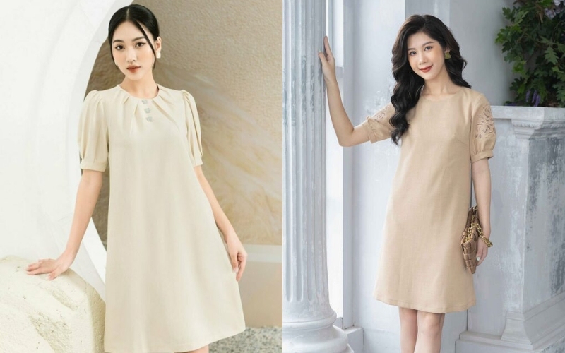 Độ dài lý tưởng cho một chiếc đầm suông công sở là ngang gối