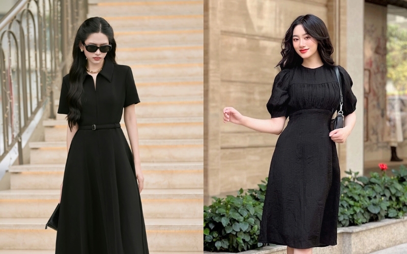 Bạn nên chọn váy liền thân công sở màu đen có kiểu dáng tối giản