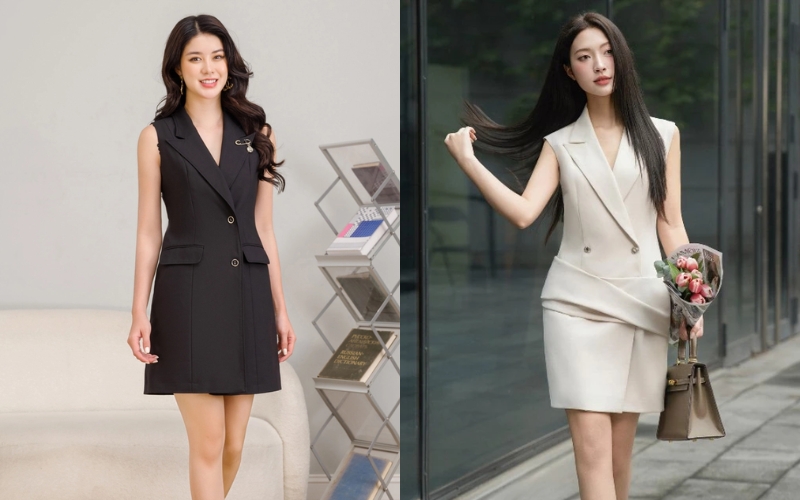Đầm vest công sở dáng gile mang đến vẻ ngoài hiện đại, trẻ trung