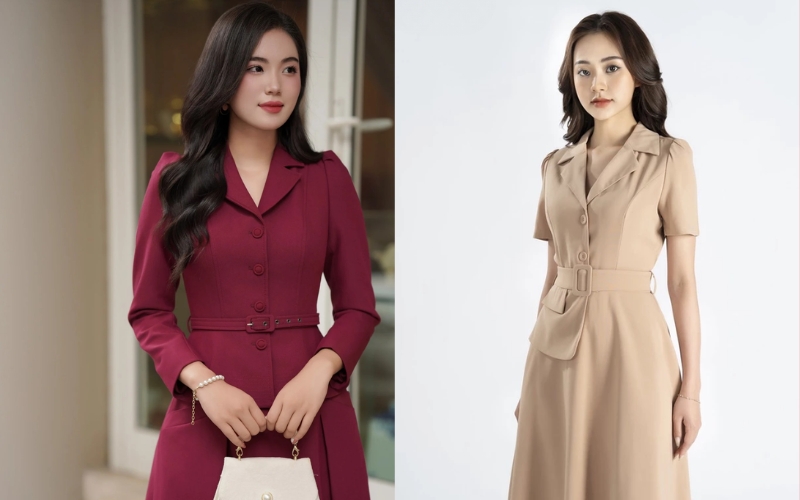 Váy vest có thắt đai eo giúp tạo điểm nhấn tinh tế