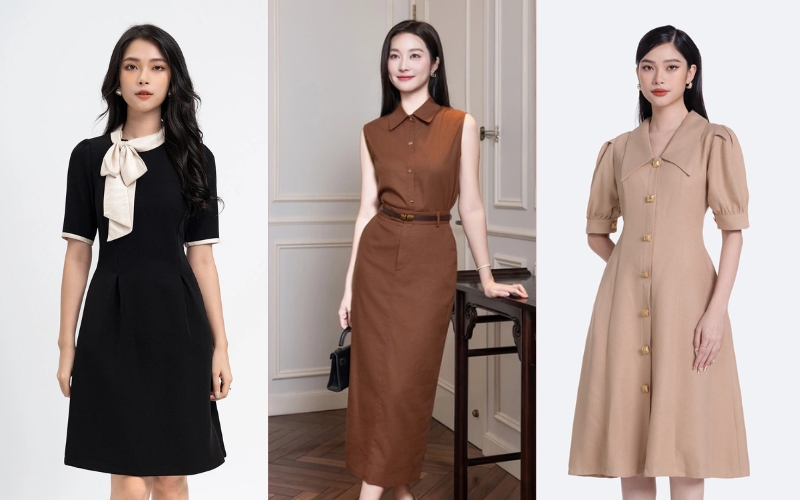 Váy công sở liền có đa dạng kiểu tay