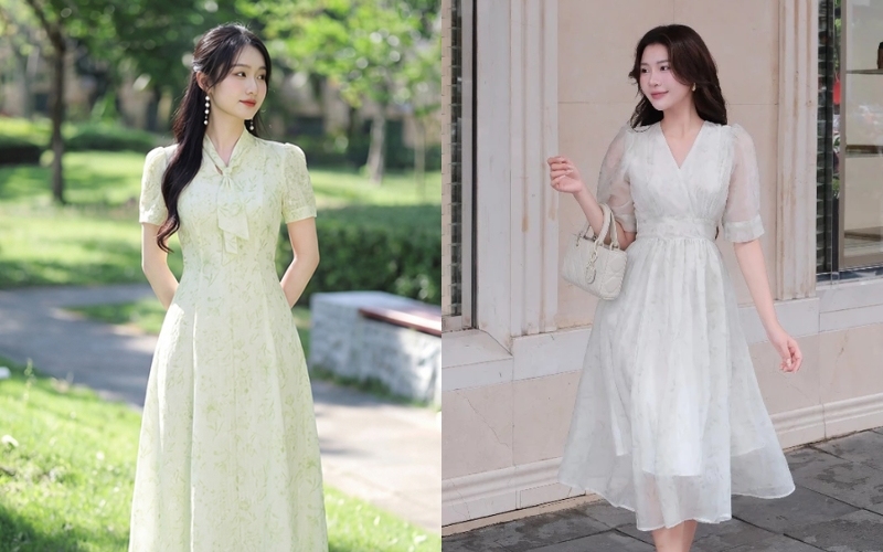 Bạn nên chọn mẫu đầm voan công sở có màu sắc nhẹ nhàng