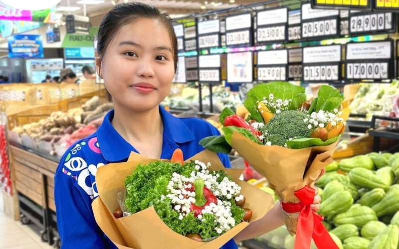 Bó hoa rau củ là món quà 20 10 thiết thực cho phụ nữ có lối sống lành mạnh