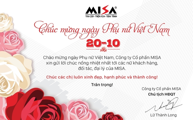 Mẫu hình ảnh 20 tháng 10 trang trọng dùng trong email marketing