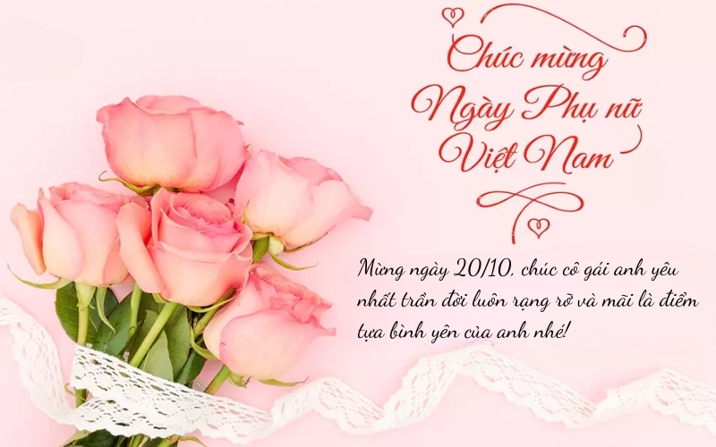 Câu chúc 20 10 cho người yêu lãng mạn, ngọt ngào