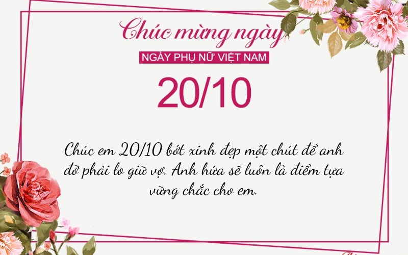 Công thức viết lời chúc vợ 20 10 pha giữa sự hài hước kèm lời hứa chân thành