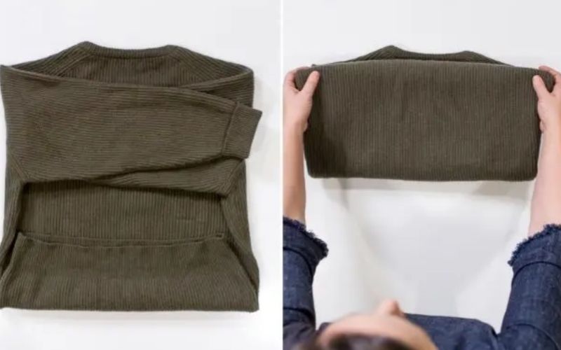 Cách gấp áo sweater dạng cuộn tròn là giải pháp cứu cánh tuyệt vời