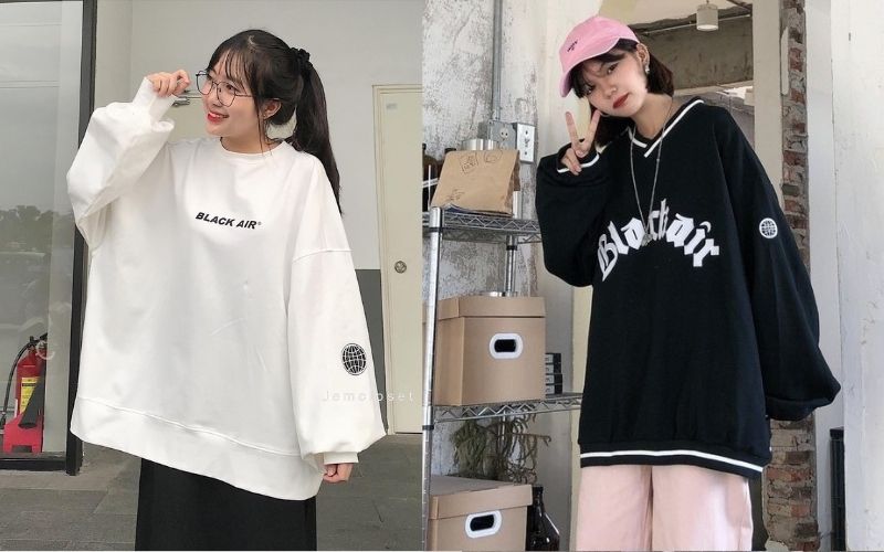 Thiết kế áo sweater form rộng giúp che đi khéo léo phần bụng