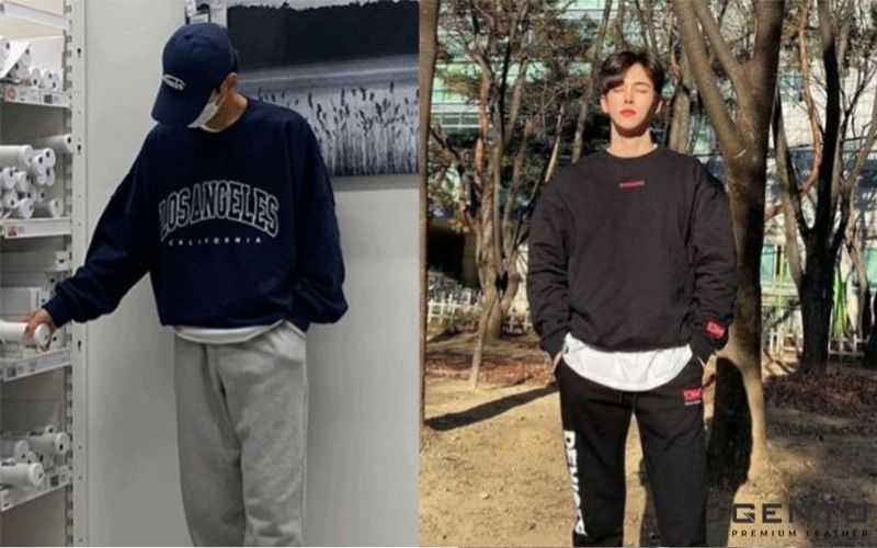 Sweater màu xám lông chuột kết hợp cùng quần nỉ giúp bạn tự tin