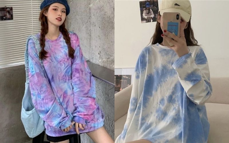 Mẫu áo sweater loang Tie-dye mang văn hóa Hippie phóng khoáng