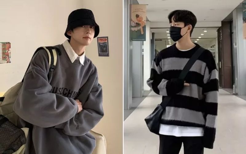 Quy tắc cân bằng là yếu tố then chốt khi chọn áo sweater nam form rộng