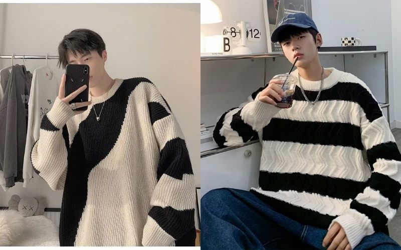 Một chiếc áo sweater nam form rộng chuẩn đẹp phải sở hữu thiết kế Drop-shoulder