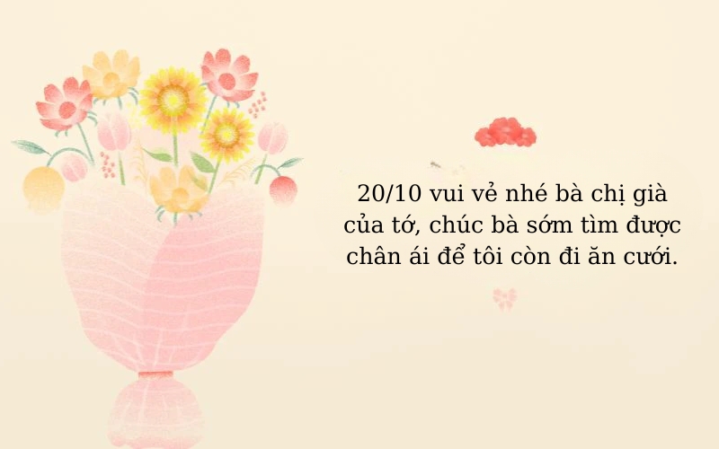 Lời chúc chị 20 10 gần gũi, dí dỏm