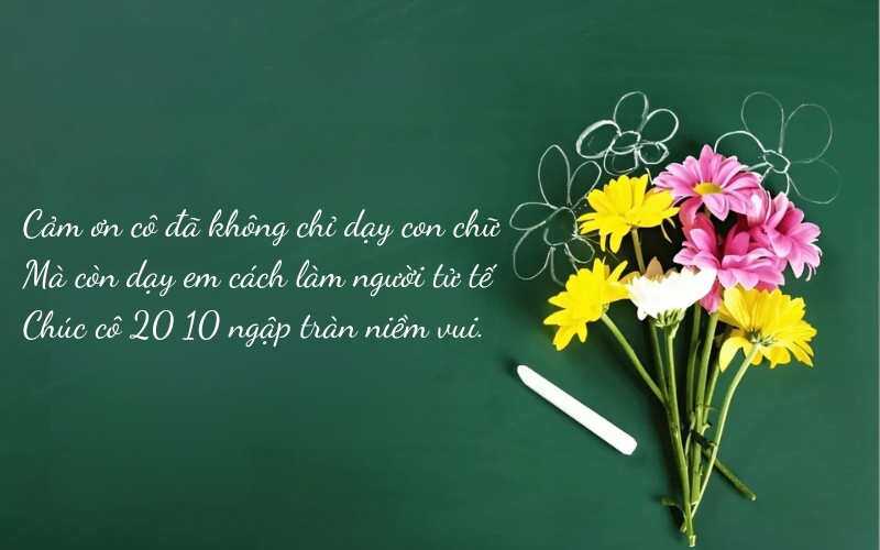 Bài thơ 20/10 tặng cô ngắn theo thể thơ tự do