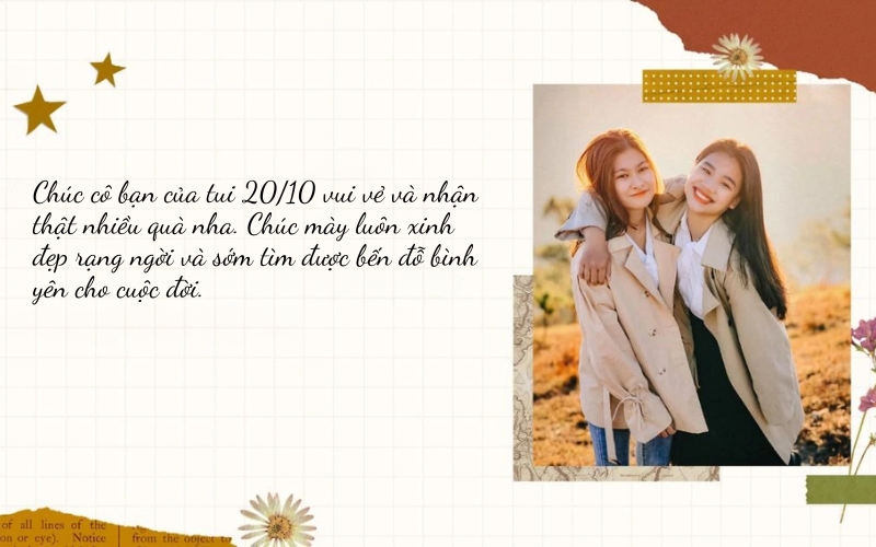 Câu chúc 20 10 cho bạn bè thân đầy ý nghĩa và chân thành