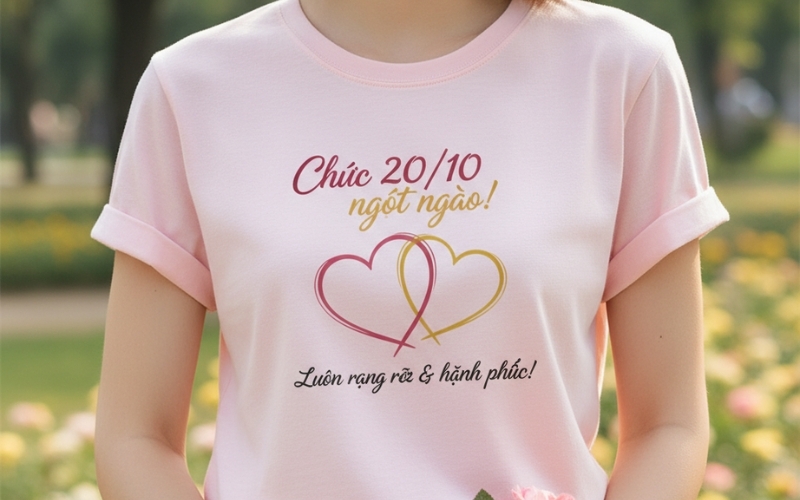 Áo thun in cap chúc mừng 20 10 sẽ là món là độc đáo và ý nghĩa dành tặng người thân