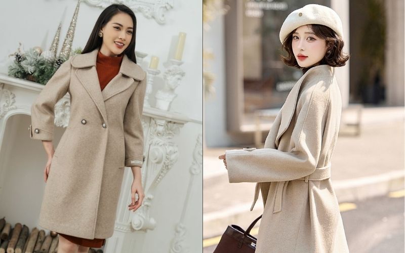 Nhiều người chọn mua áo khoác dạ nữ ở Hà Nội với thiết kế đai thắt eo