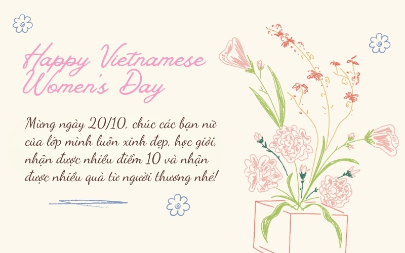 Lời chúc bạn nữ 20 10 học chung lớp