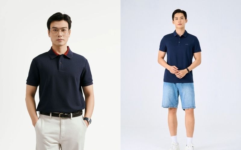 Bạn nên ưu tiên dệt viền cổ áo polo màu xanh dương