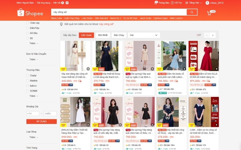 Bạn có thể mua váy công sở ở Hà Nội qua các sàn thương mại điện tử