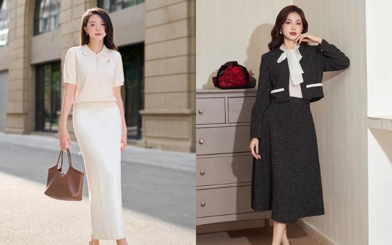 Váy công sở đẹp Hà Nội thường mang phong cách trang nhã và kín đáo