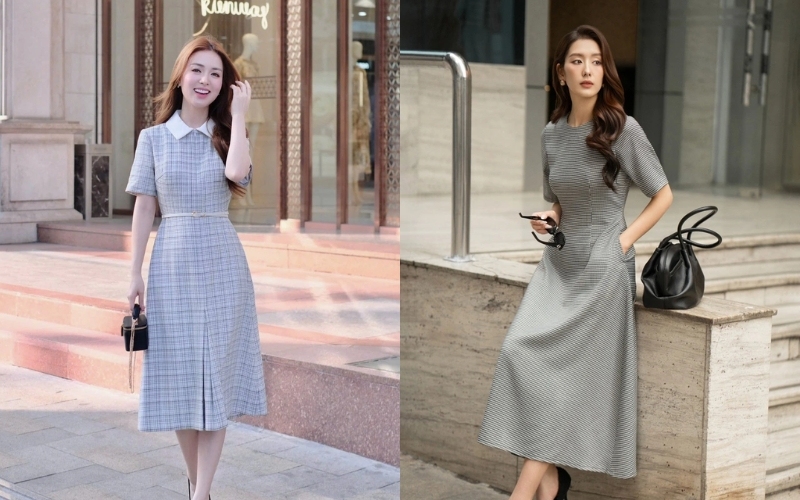 Váy liền thân chiết eo là một trong những thiết kế nổi bật của xu hướng váy đẹp công sở 2017