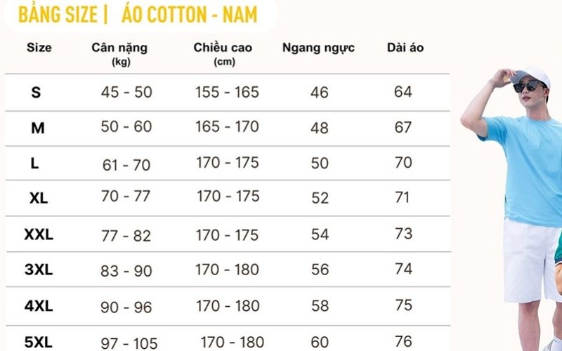 Nhất Khoa cung cấp bảng thông số size chi tiết cho bạn tham khảo