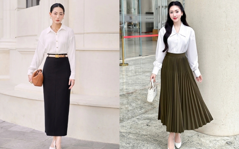 Một chiếc chân váy công sở đẹp nhất cần phù hợp với vóc dáng người mặc
