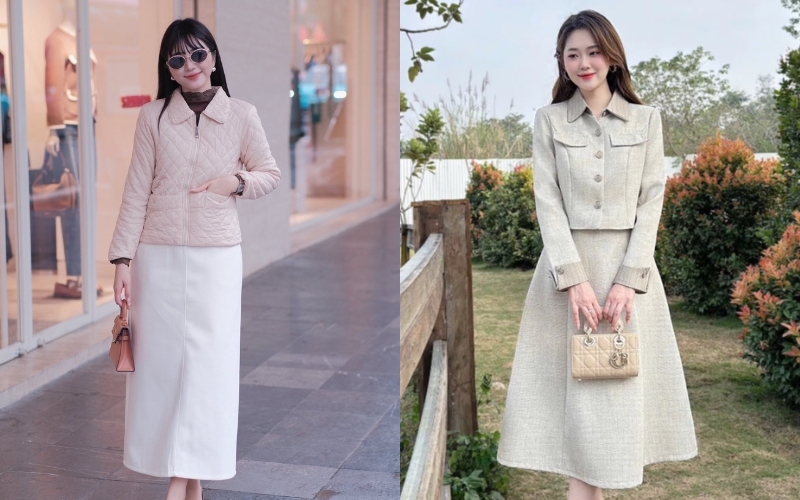 Bạn nên chọn mẫu váy công sở mùa đông có chất liệu dày dặn và kiểu dáng kín đáo