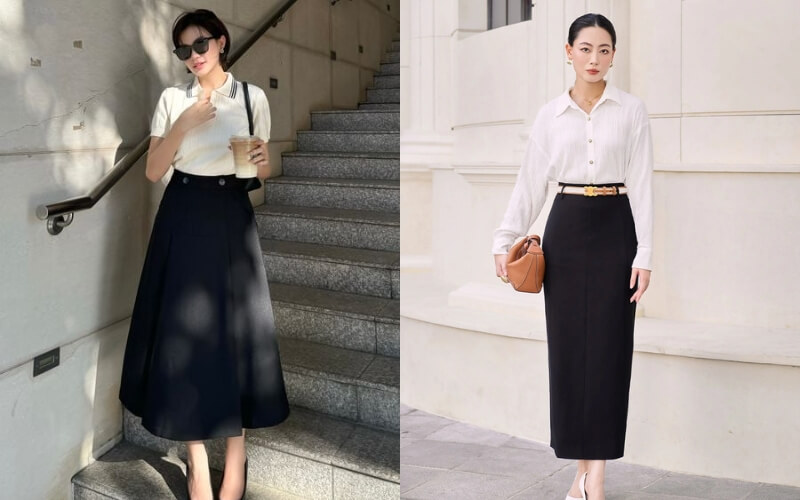 Chân váy công sở cao cấp có phom dáng giúp tôn vóc dáng người mặc tinh tế