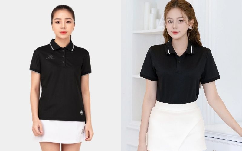 Áo polo có cổ dòng vải thun trơn có bề mặt láng mịn và mềm mại