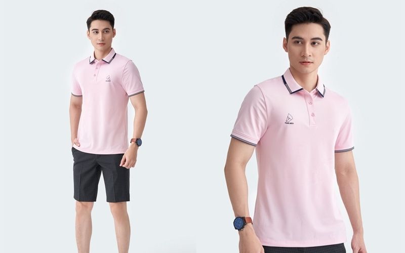 Tông màu hồng đậm rực rỡ kết hợp với cổ đen tạo nên độ tương phản