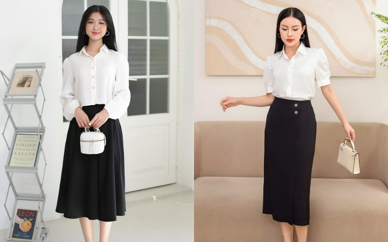 Váy đen công sở không bao giờ lỗi mốt, mang lại vẻ thanh lịch cho người mặc