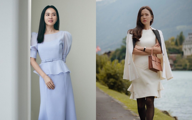 Váy công sở Hàn Quốc thường có màu trung tính trang nhã hoặc màu pastel ngọt ngào