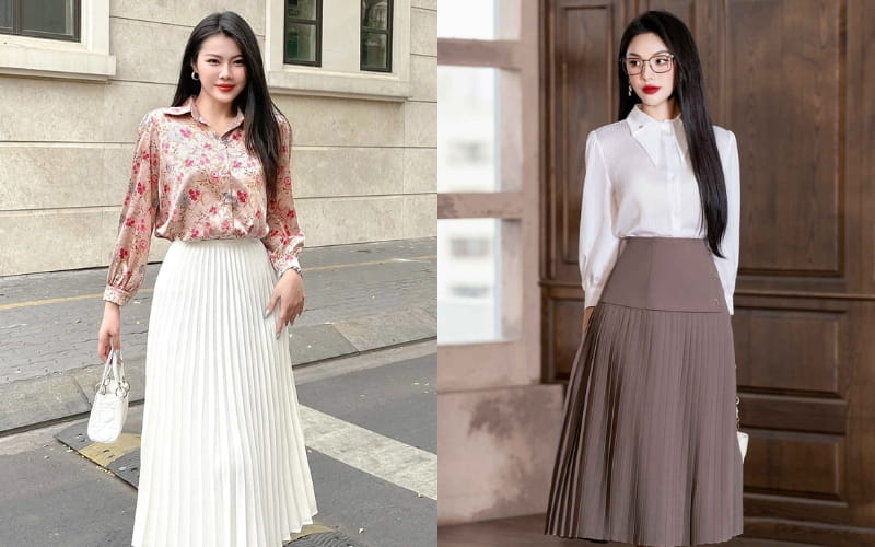 Chân váy công sở Hàn Quốc xếp ly nhỏ mang đến vẻ đẹp nữ tính, bay bổng và rất trẻ trung