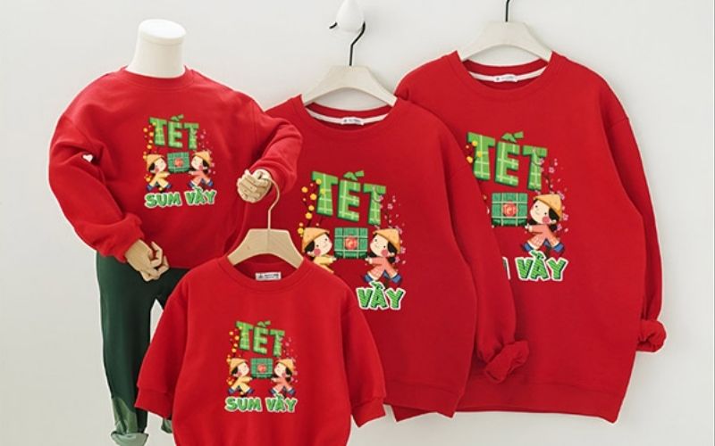 Mẫu áo thun Tết chất liệu cotton cao cấp