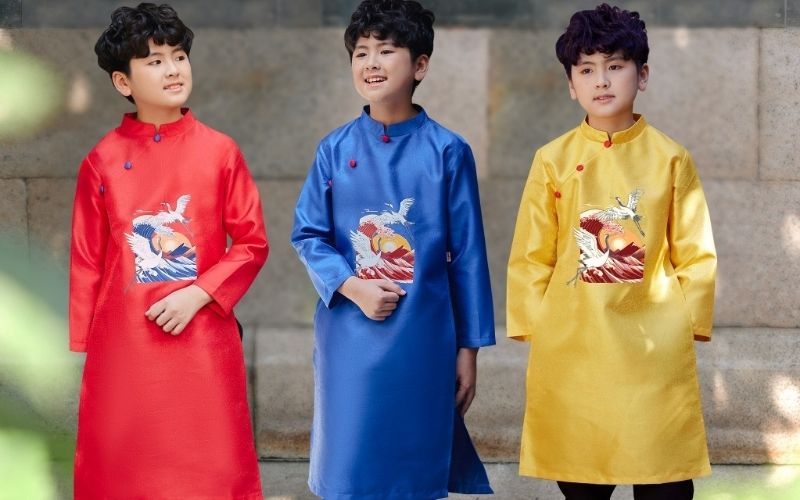Ảnh chụp các mẫu áo dài cách tân và set đồ Gentleman cho bé trai