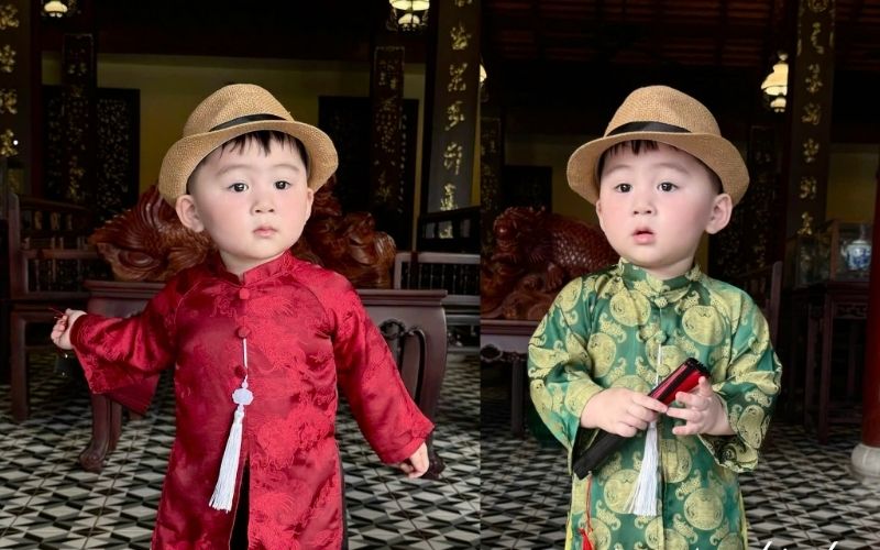 Ảnh chụp các mẫu trang phục Tết trẻ em đa năng và thời thượng