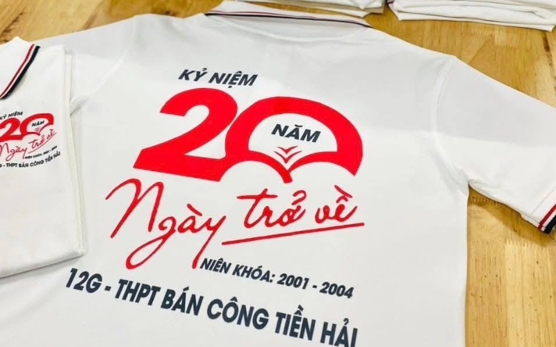 Logo kỷ niệm 20 năm ngày ra trường được in lụa có độ bền cao