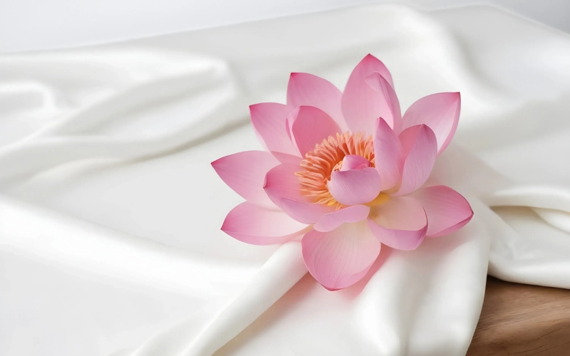Vải lụa tơ sen được dệt từ những sợi tơ lấy từ cuống của cây sen già