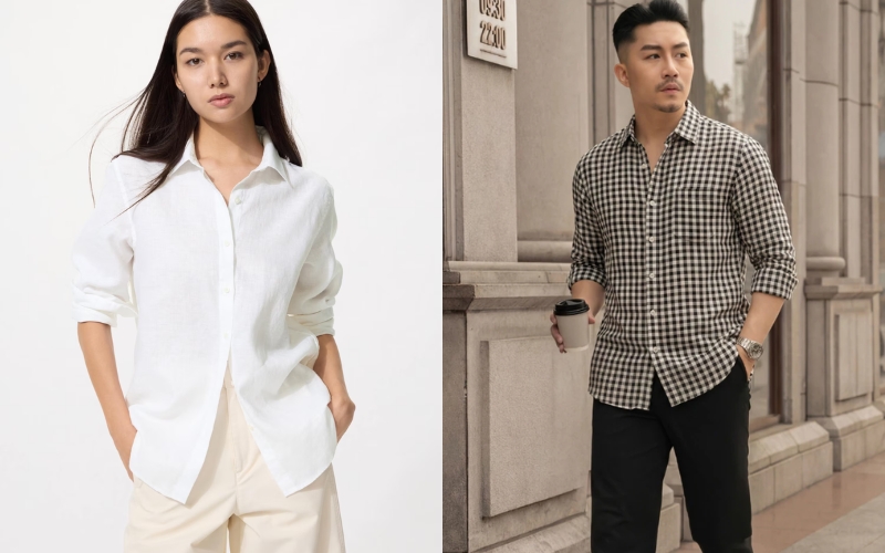 Áo sơ mi vải linen không nhăn giúp giữ phom áo ngay ngắn